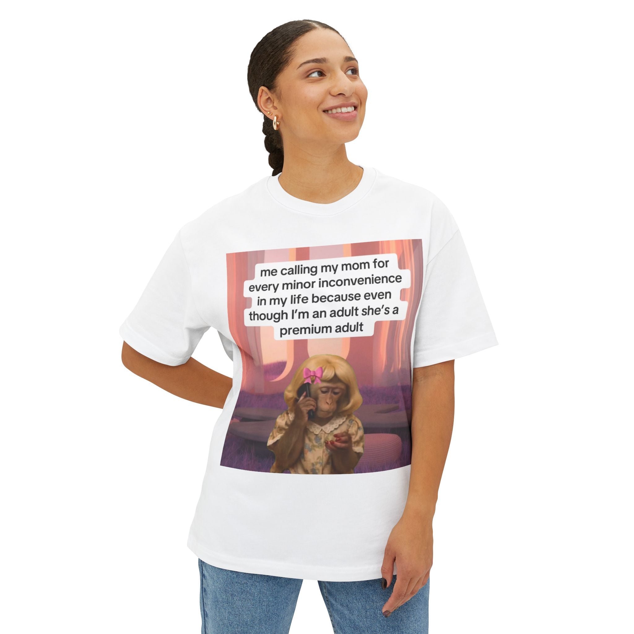 Dialing Mom for Help | Oversized Boxy Tee